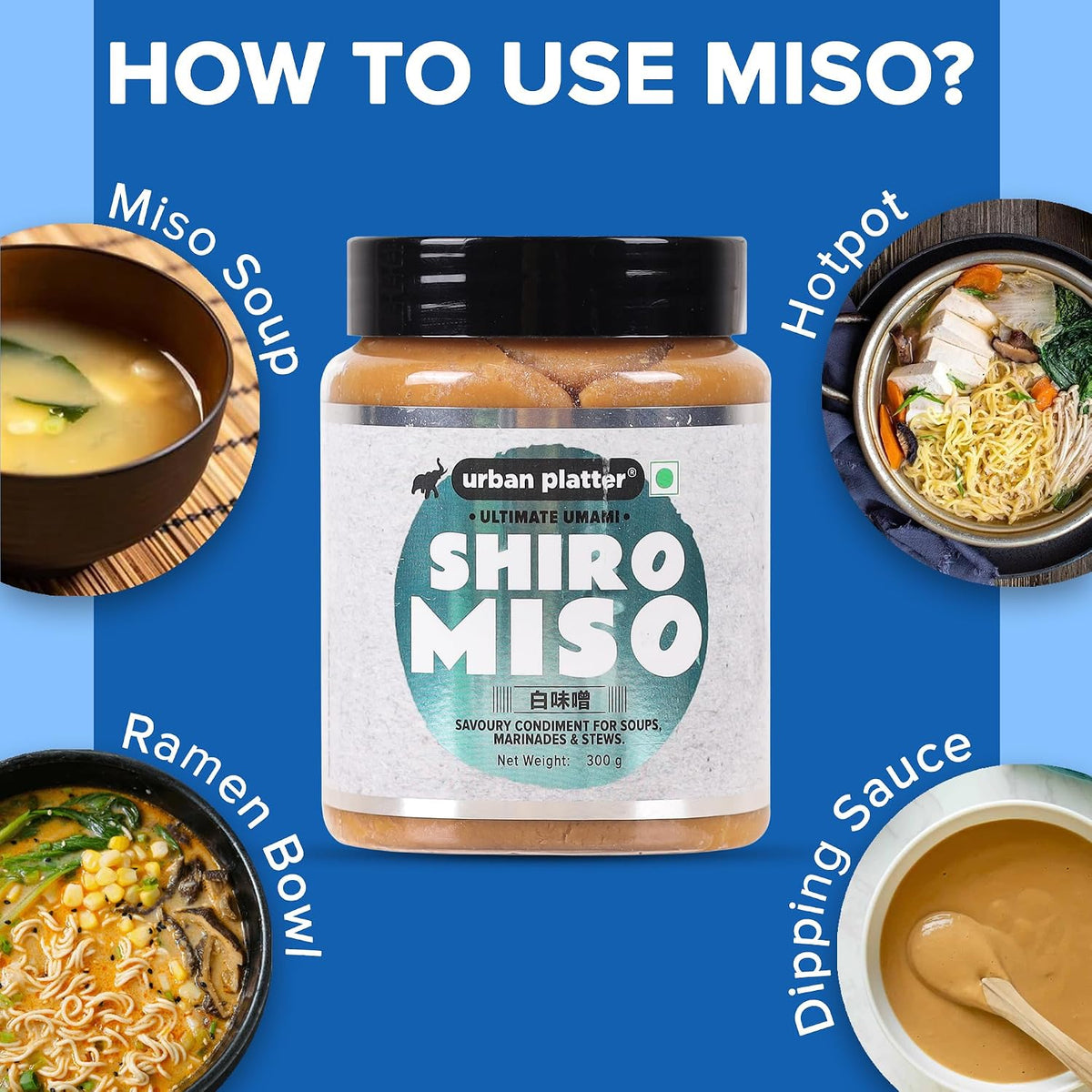 Urban Platter Shiro Miso Paste, 300g (Light Miso | Fermented Soybean Paste | Preservative-Free | Umami Rich)