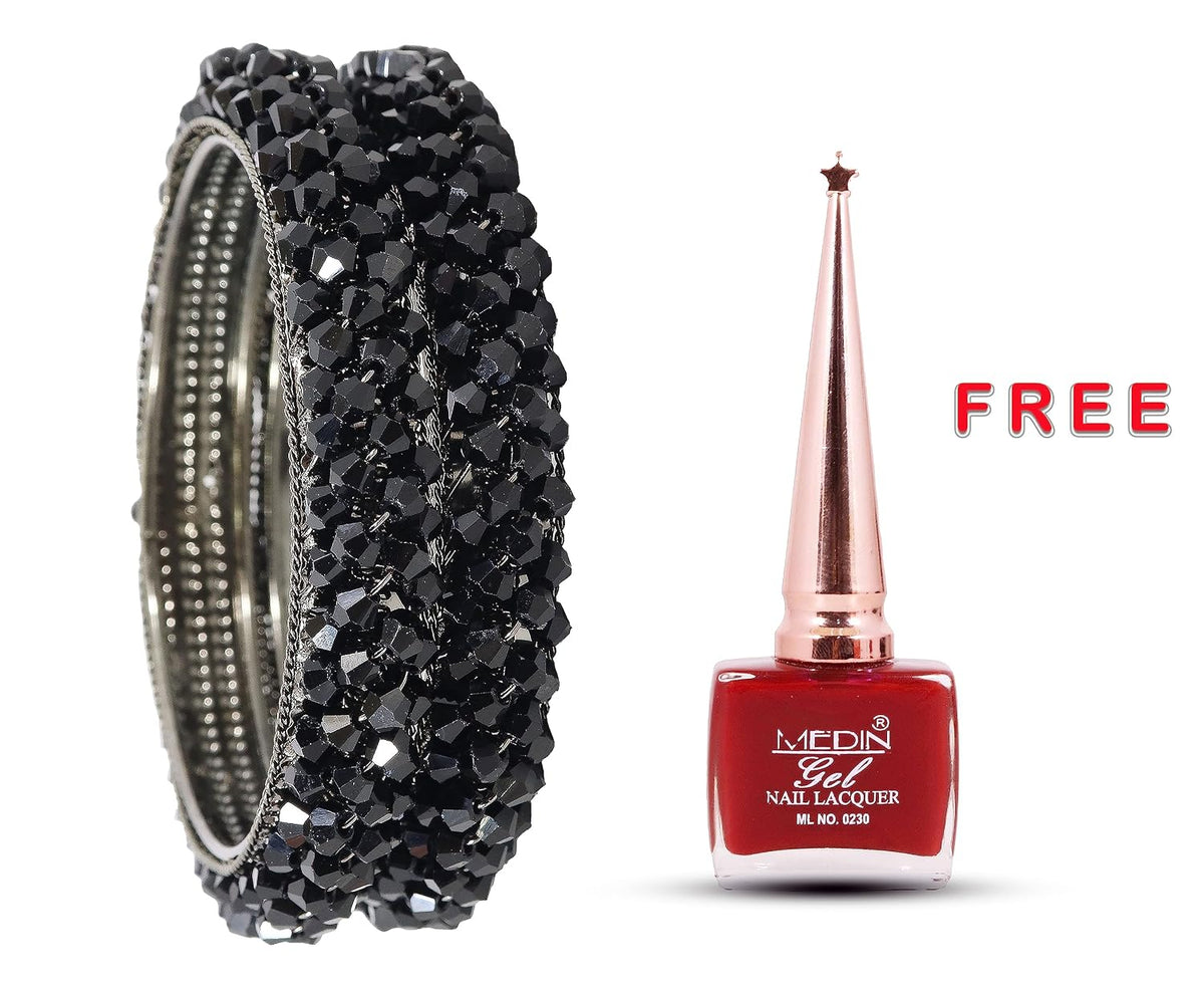 NMII Metal with Pearls Bangles Bracelet Set For Girls & Women I Pack of 2 Bangle