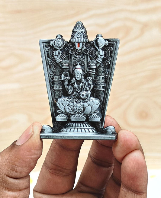 SHINDE EXPORTS Balaji Lakshmi Small Metal Idol Statue for car Home Office (Grey)