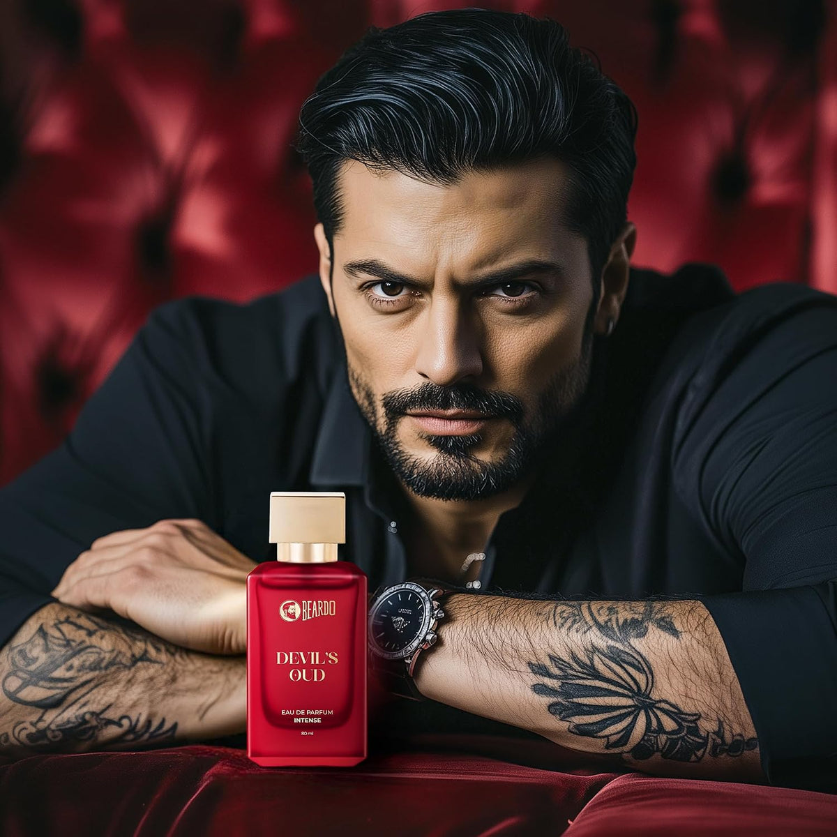 BEARDO Devil's Oud Perfume for men 80ml | Leathery, Oud scent with Agarwood, Black Pepper, Musk & Cedarwood | Long Lasting Premium Mens Perfume | Best Date Night Eau de parfum for Men | Gift for men | Gift for Husband