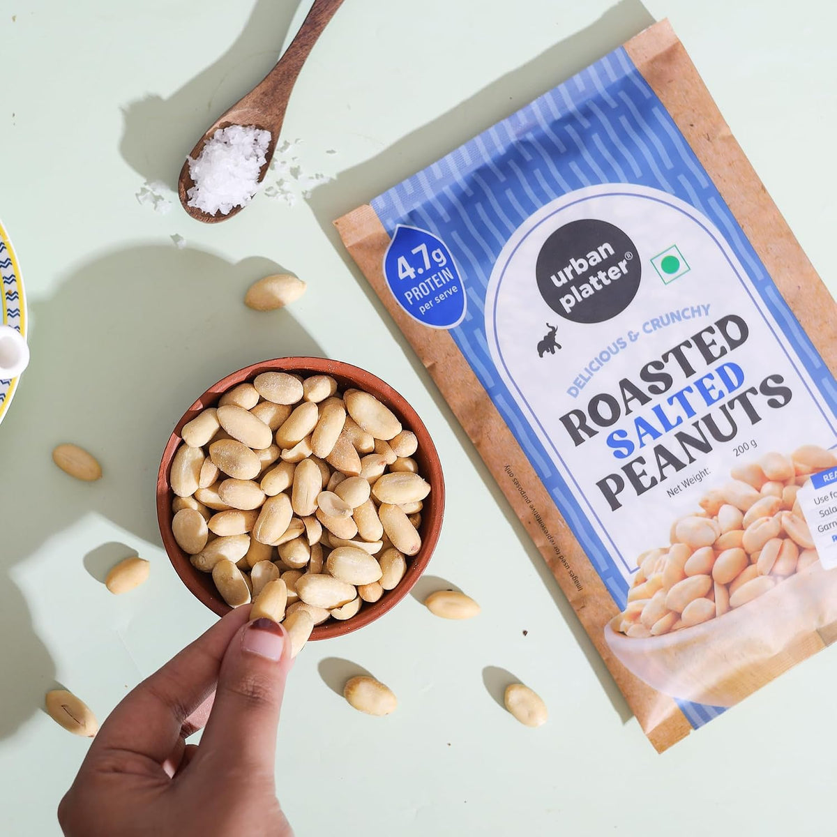 Urban Platter Roasted Salted Peanuts, 200g (Skin Removed | Vacuum Packed | Product of Bharuch | Oil-Free)
