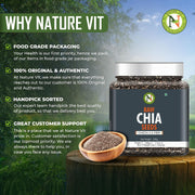 NatureVit Raw Chia Seeds 250g | Superfood for Eating | Rich in Omega-3, Fiber & Protein | Ideal for Weight Loss, Digestion & Energy | Gluten-Free & Vegan