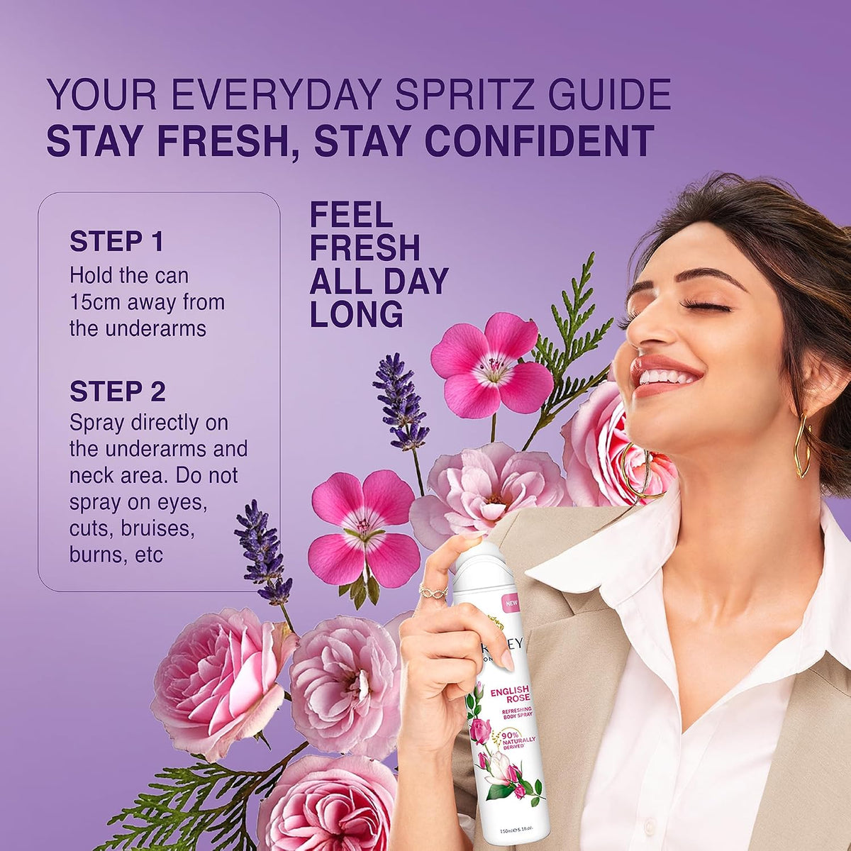 Yardley London Refreshing Deo Body Spray Tripack (English Lavender + English Rose + Morning Dew) for Women, 150ml Each (Pack of 3)