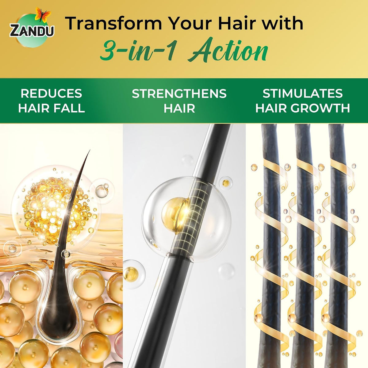 Zandu Neelibhringar Oil (100ml): 100% Ayurvedic Hair Growth Oil | 3-in-1 Action | Scientifically Proven For Hair Growth | Reduces Hair Fall | Strengthens Hair | 16 Potent Ingredients | Taila Pak Vidhi