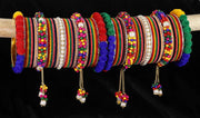NMII Velvet Metal Bangles Pearls Moti Latkan Chuda Set For Bridal Women & Girls with American Diamond Stone | Beautiful Chuda Set | Bangles For Women | Premium Chura Set For Women- Set of 74