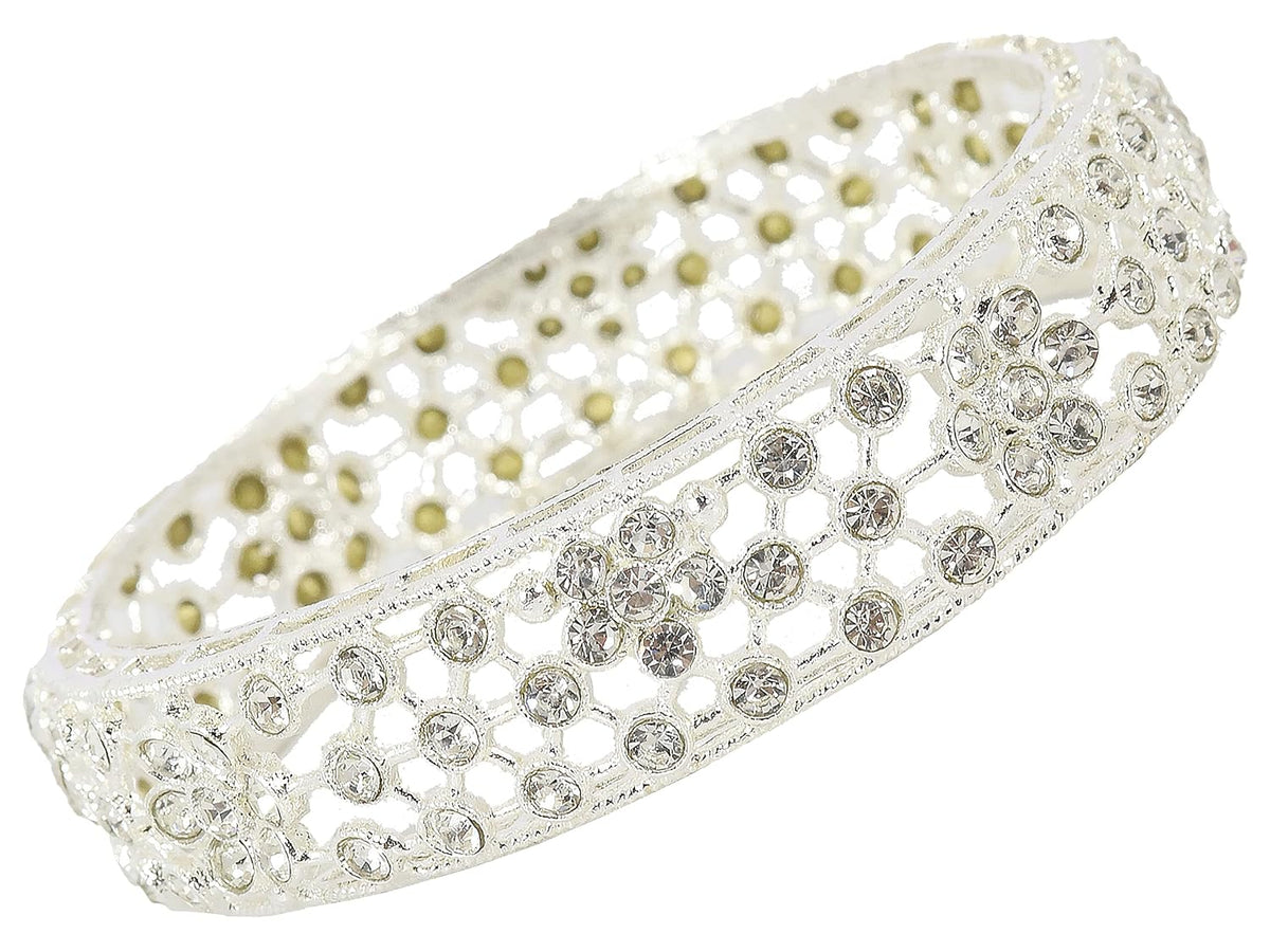 NMII Alloy Metal with Zircon Gemstone Studded Kada Set For Women and Girls