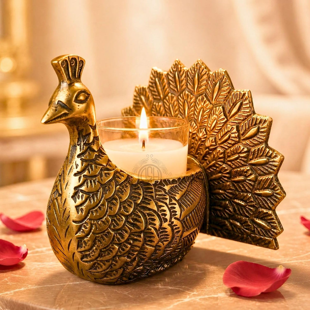 DSH Metal Peacock Tea Light Candle Holder Decorative Candle Votive for Home Décor Living Room & Gifting