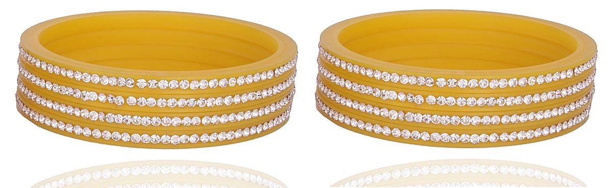 NMII Acrylic (Plastic) with Zircon Gemstone Studded worked Glossy Finished Bangle Set For Women and Girls