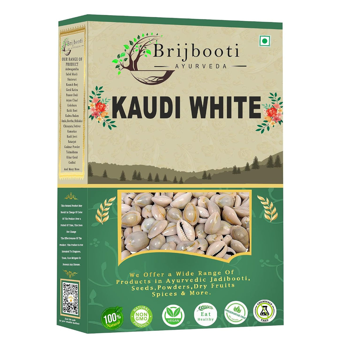 BrijBooti Natural White Kodi - White Kaudi - Safed Kawri - Kodi - Laxmi and Diwali Puja Decorative Article (21 Pieces)