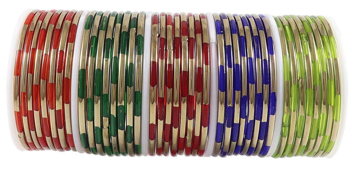 NMII Glass with Golden Polished and Glossy Bangle Set For Women/Girls