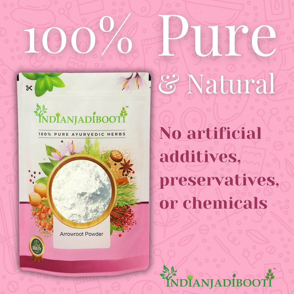 IndianJadiBooti Ararot Powder - Pure Arrowroot (Maranta Arundinacea) - Natural Gluten-Free Starch & Thickener for Baking & Digestive Comfort - 250g