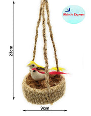 SHINDE EXPORTS Decorative Artificial Birds Nest Hanging Made of Natural Grass Best for Balcony Home Decor and Gifting (Design 9)