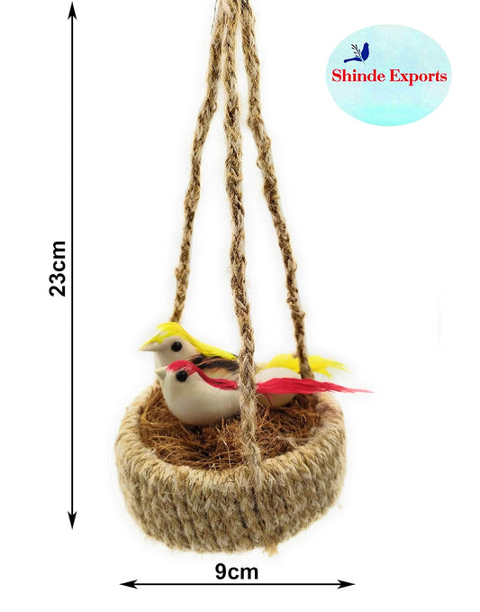 SHINDE EXPORTS Decorative Artificial Birds Nest Hanging Made of Natural Grass Best for Balcony Home Decor and Gifting (Design 9)