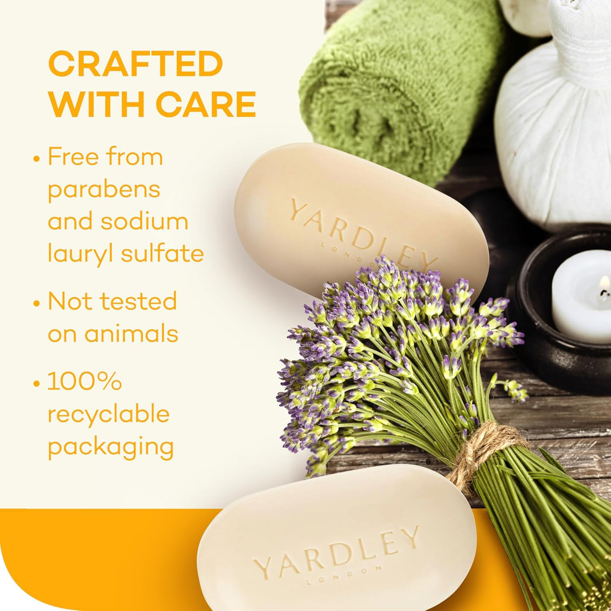 Yardley London Sensitive Skin Shea Buttermilk W/Chamomile & Creamy Buttermilk Bath Bar 4.25oz (1 Bar).