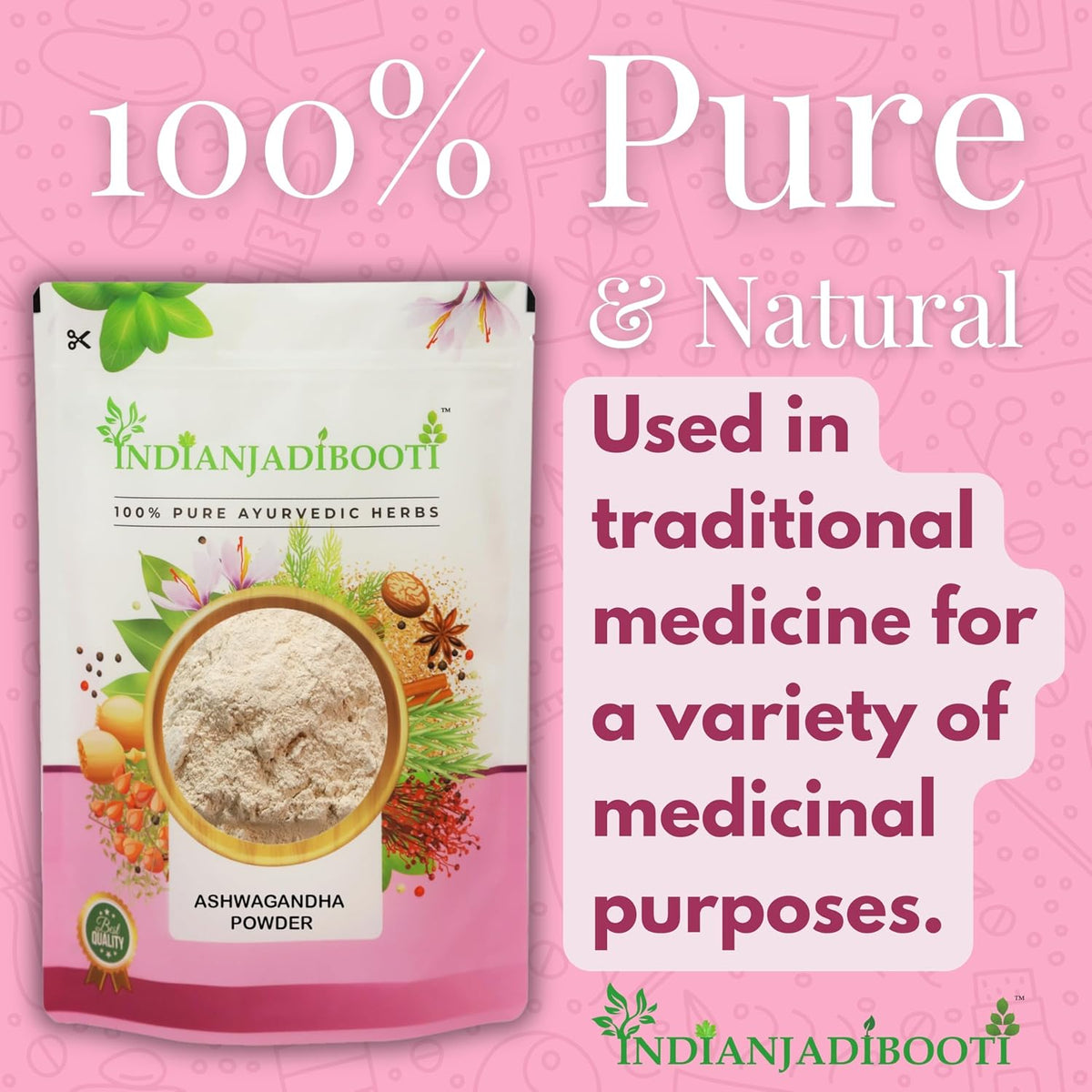 IndianJadiBooti Ashwagandha Powder - Ashvagandha Powder - Asgandh Nagori - Withania somnifera, 100 Grams