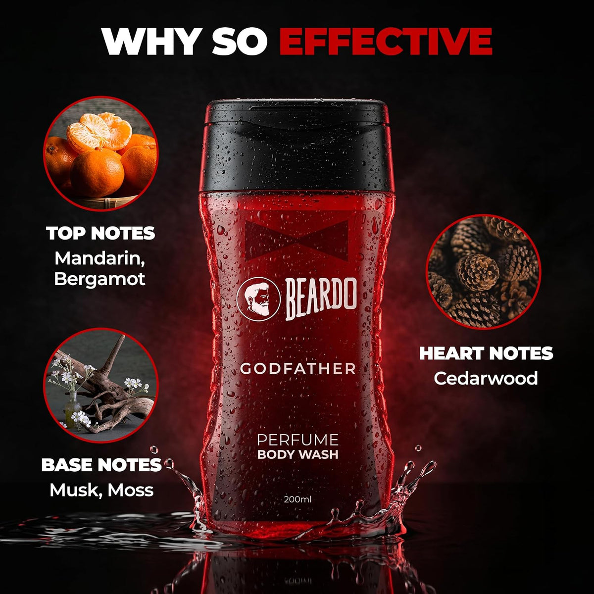 Beardo Godfather Body Wash for Men, 200ml | Powerful and Energising Bodywash for Men | Luxurious Lather and Refreshing Shower Gel | Goodness of Licorice Extract for Long Lasting Fragrance