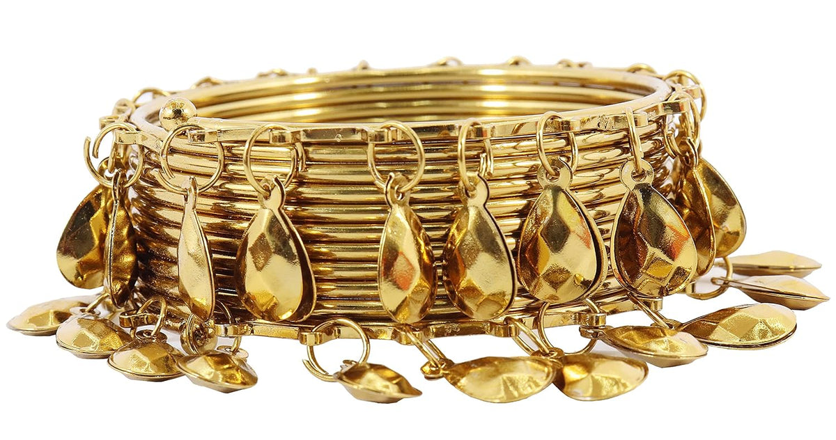 NMII Non-Precious Metal Base Metal with Plain Or Attractive Glossy Finished Ghungroo Latkan Kada/Bangle Set For Women and Girls