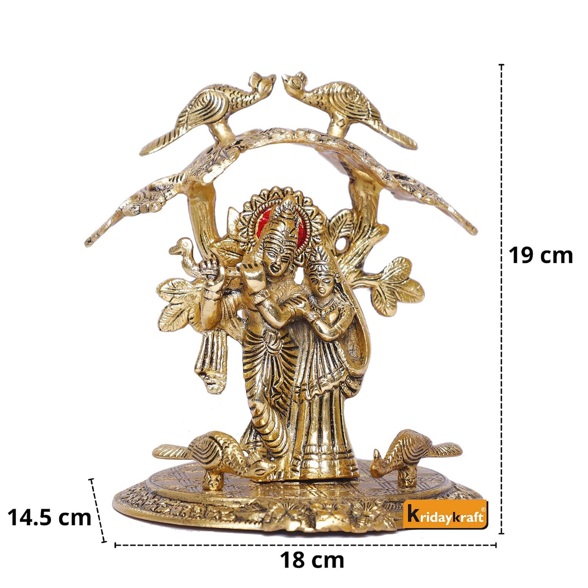 KridayKraft Radha Krishna Standing Playing Flute Under Tree idol Metal Statue Gold Antique Finish for Pooja & Home,Office Decorative,Radha Krishna Murti Showpiece Figurines,Religious idol Gift Article...