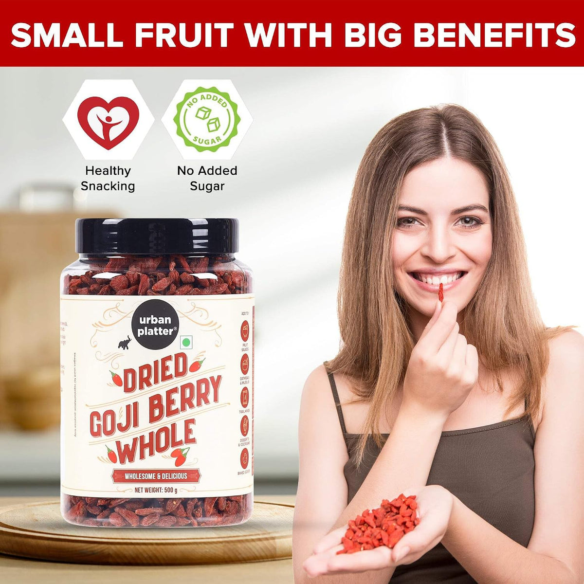 Urban Platter Goji Berries, 500g (Antioxidant-Rich Superfood | Naturally Sweet & Chewy | Great for Snacking, Smoothies & Baking)