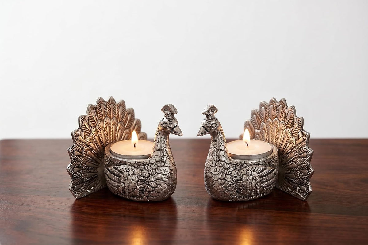 KridayKraft Designed with a Versatile Central Cavity, This Peacock Serves as a Stunning tealight Candle Holder, a mini Indoor Planter, a Unique Pen Stand, or a Sophisticated Vanity Organizer.