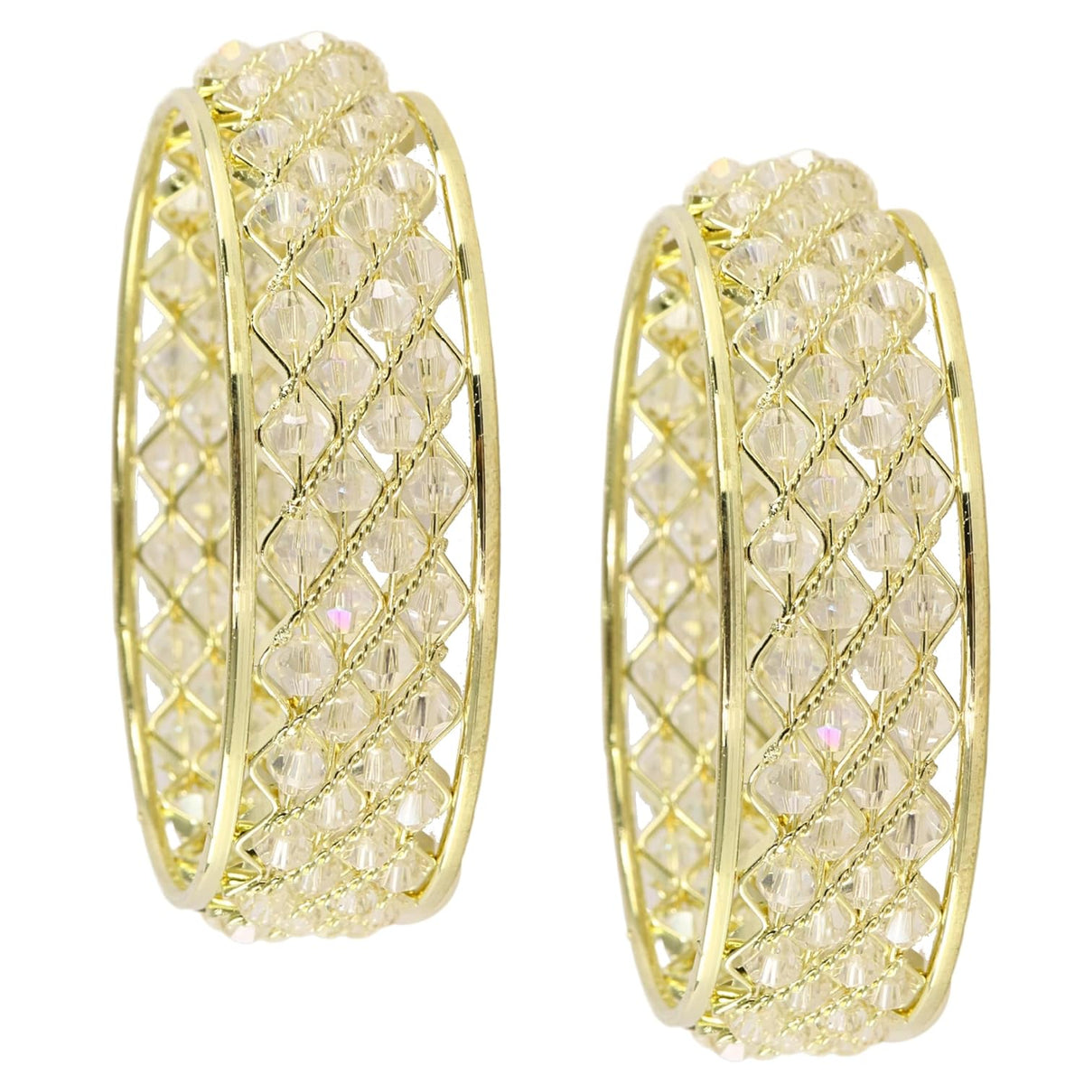 NMII Traditional Plated Metal Bangles Kada Set For Women & Girls With Pearls | Women's Bangles | Fashion Pearls Bangle | Premium Kada Set For Wedding, Occasions, Everyone Jewelry - Set Of 2