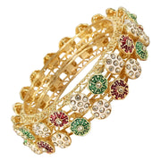 NMII Designer Alloy Metal Kada For Women & Girls | Gold Plated Floral Meenakari Kangan | Traditional Ethnic Jewellery | Wedding Party Stylish Fancy Kada Gift - Set Of 2