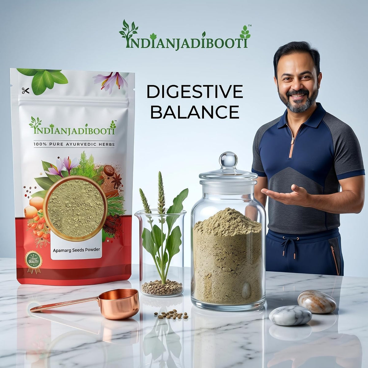 IndianJadiBooti Pure Apamarg Seeds Powder | Achyranthes Aspera Chirchita for Weight Management, Healthy Digestion & Respiratory Comfort (50g Pack of 2)