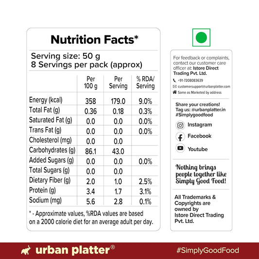 Urban Platter Rice Noodles, 400g (Naturally Gluten Free, Made with Rice Flour, No Additives, Ideal for Pan Asian Cooking)