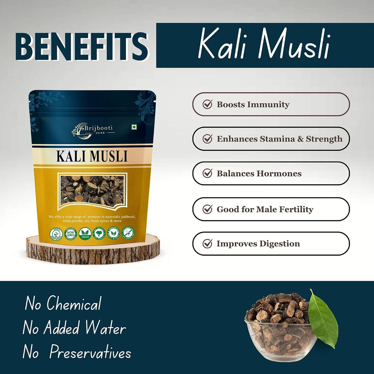 Brijbooti Kali Musli - Curculigo Orchiodes - Black Musli 100 Gr