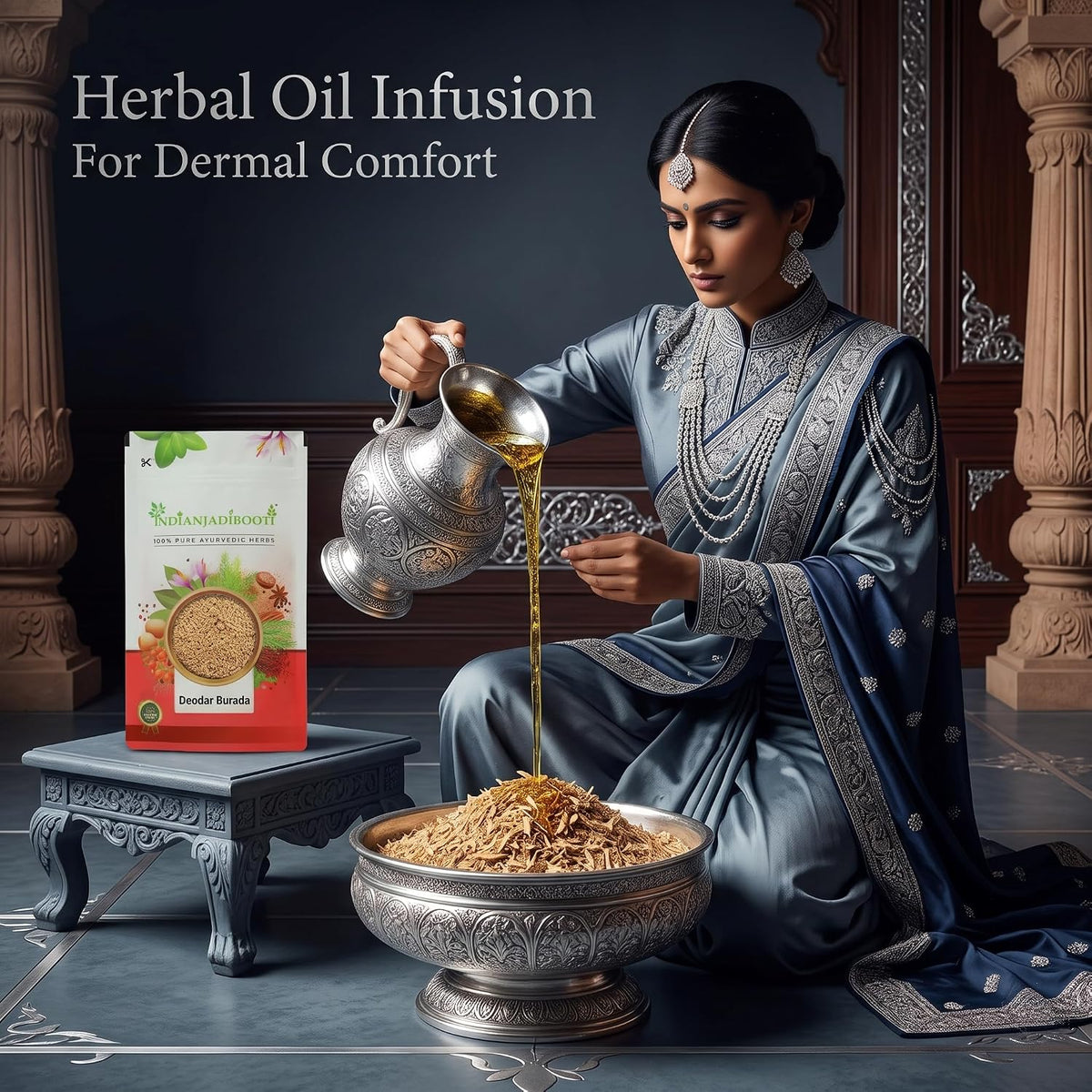 IndianJadiBooti Deodar Cedar Burada - Himalayan Cedrus Deodara - Pure Aromatic Wood Shavings for Environmental Harmony, Pitta Balance & Dermal Comfort 100 Grams Pack