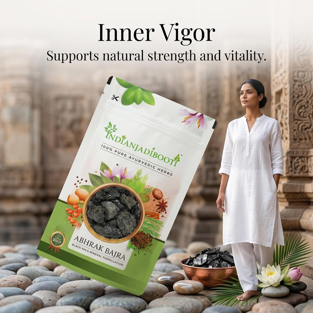 IndianjadiBooti Black Mica (Abhrak/Abrak/Kala Bajra) – Premium Natural Mineral | 3 Packs of 900 Grams