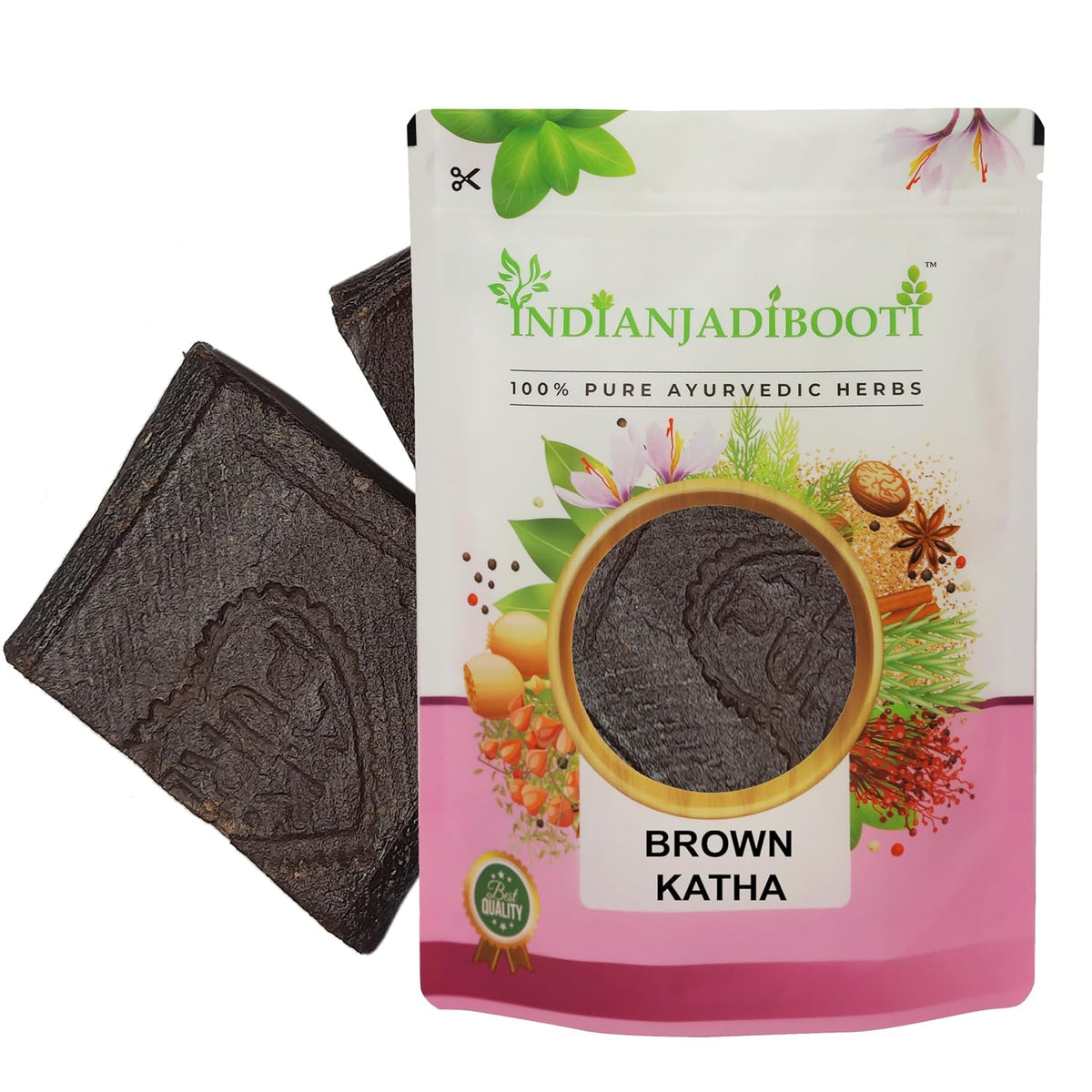 IndianJadiBooti Kala Kattha (400g Pack of 2) | Pure Black Cutch (Acacia Catechu) | Sabut Batti (Whole) | Edible Paan Katha for Throat Relief & Oral Hygiene | Khadir/Kaath | Natural Astringent