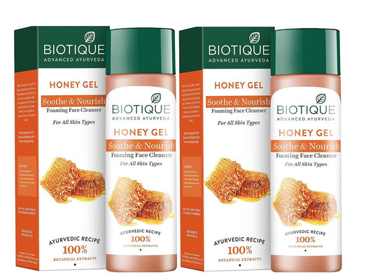 Biotique Bio Honey Gel Refreshing Foaming Face Cleanser, 120ml (Pack Of 2), White