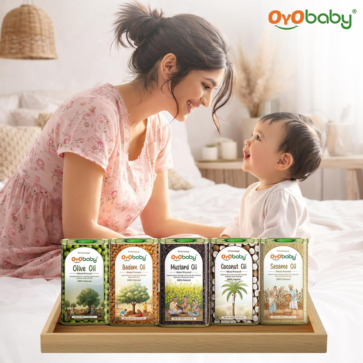 OYO BABY 100% Pure Cold-Pressed Mustard Oil for Baby - 200ml | Edible Food-Grade Sarson Oil | Enriched with Vitamins & Antioxidants | Baby Massage Oil | Baby Oil For Body Massage
