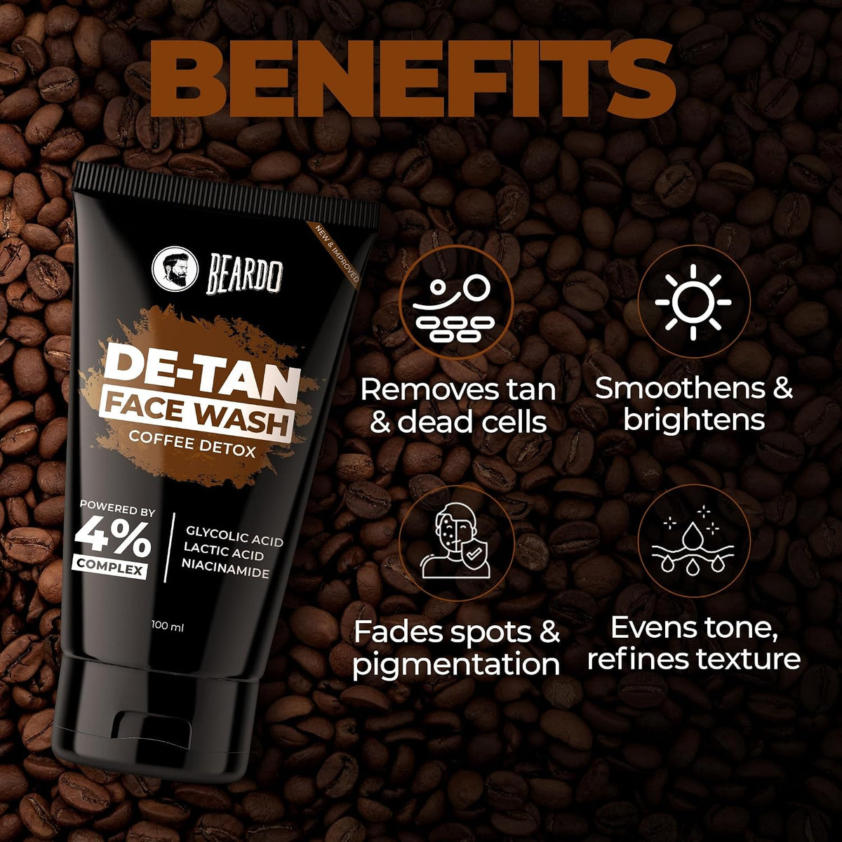 Beardo De-tan Har Roz Kit For Men (Set of 3) | Detan Face Wash & Detan Scrub & Detan Body Wash with Powerful Coffee Extract for Tan Removal | Hydrates & Exfoliates Men's Skin for Oil Control