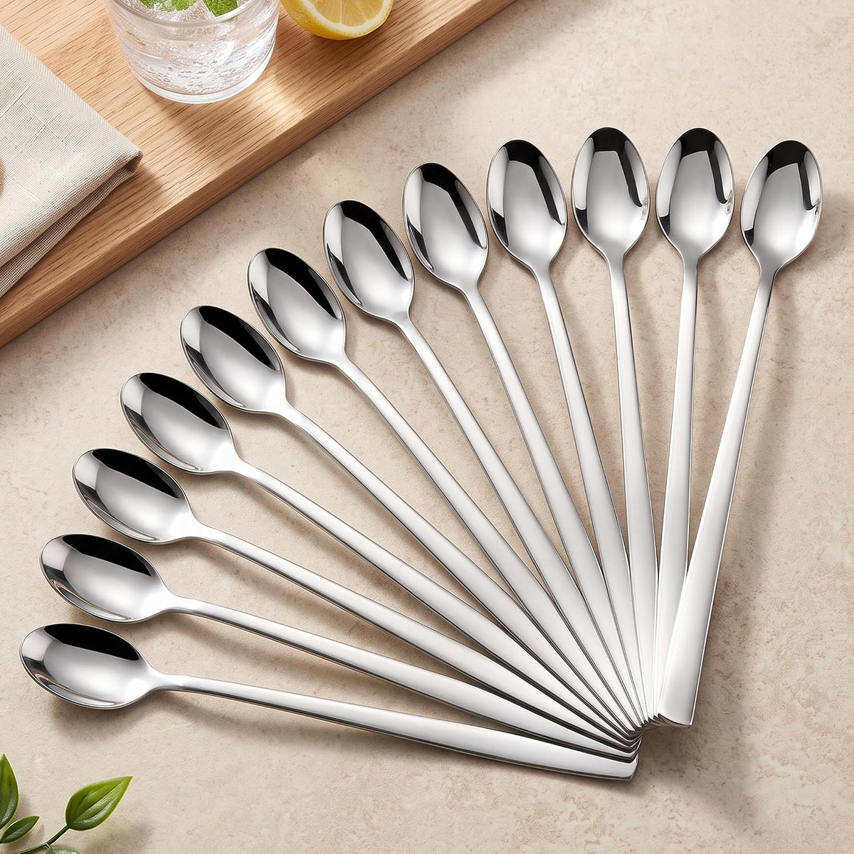 Parage Stainless Steel Soda Spoon 12 PCS, 20.5 cm Length, Ice Cream Spoon for Tall Glasses, Cocktail Bar Long Handle Spoon, Milkshake Spoon, Bournvita Spoon, Bar Set, Set of 12, Silver
