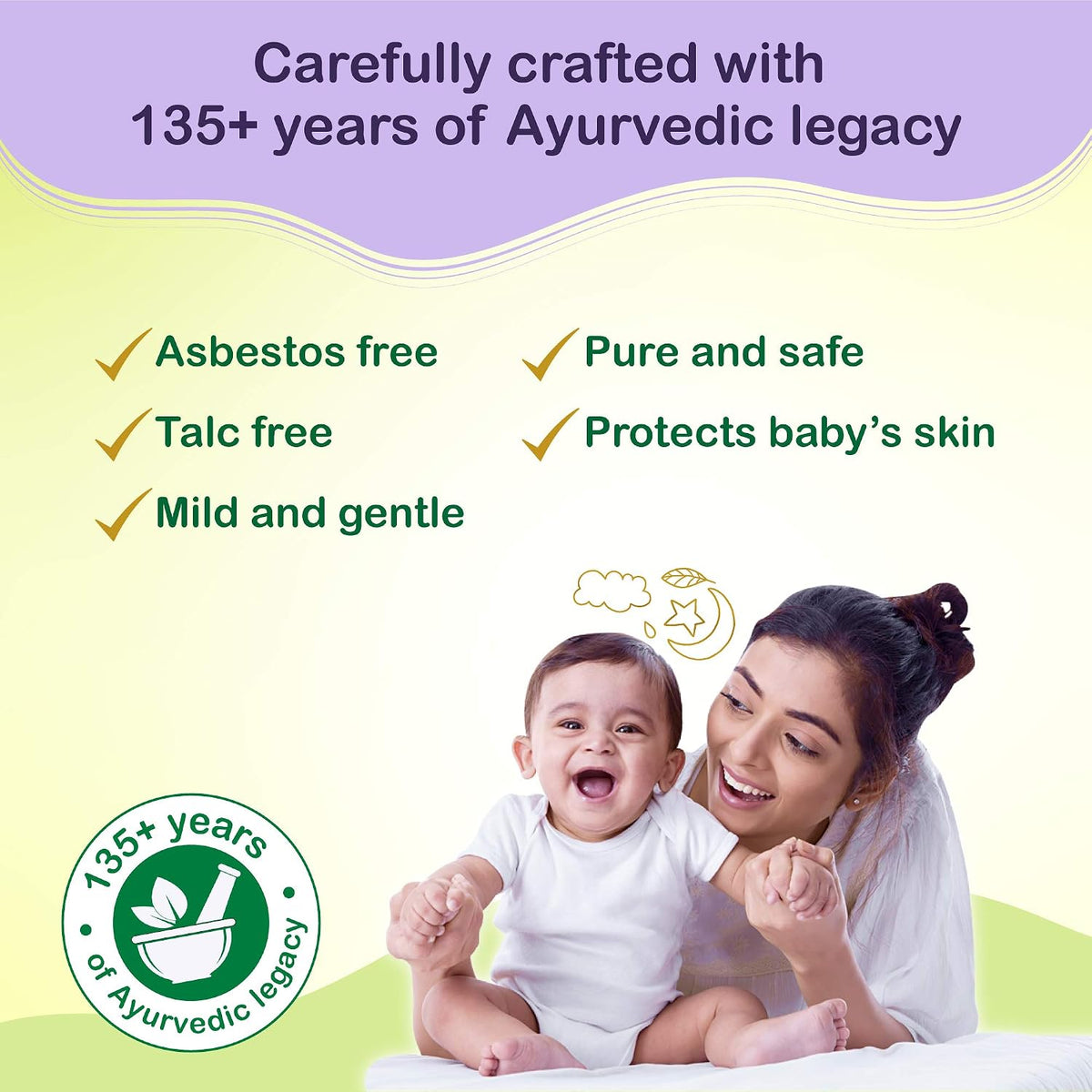 Dabur Baby Powder: Talc and Asbestos Free | With Oat Starch, Arrowroot Powder & Amba Haldi | Hypoallergenic & Dermatologically Tested with No Paraben & Phthalates - Pack of 150 g