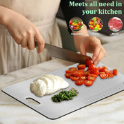 Parage Stainless Steel Medium Chopping Board 31 x 21 CM | Non Porous Kitchen Cutting Board for Home Use for Meat Fish Vegetables Fruits Bread | Anti Bacterial Odor Resistant Rust Free Heavy Duty