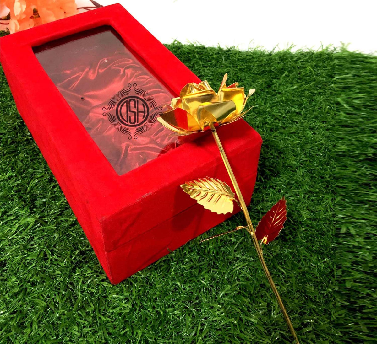 DSH CRAFTING YOUR CURIOSITY Golden Rose with Beautiful Gift Box Artificial Flower Best for Birthday Friendship's Day.