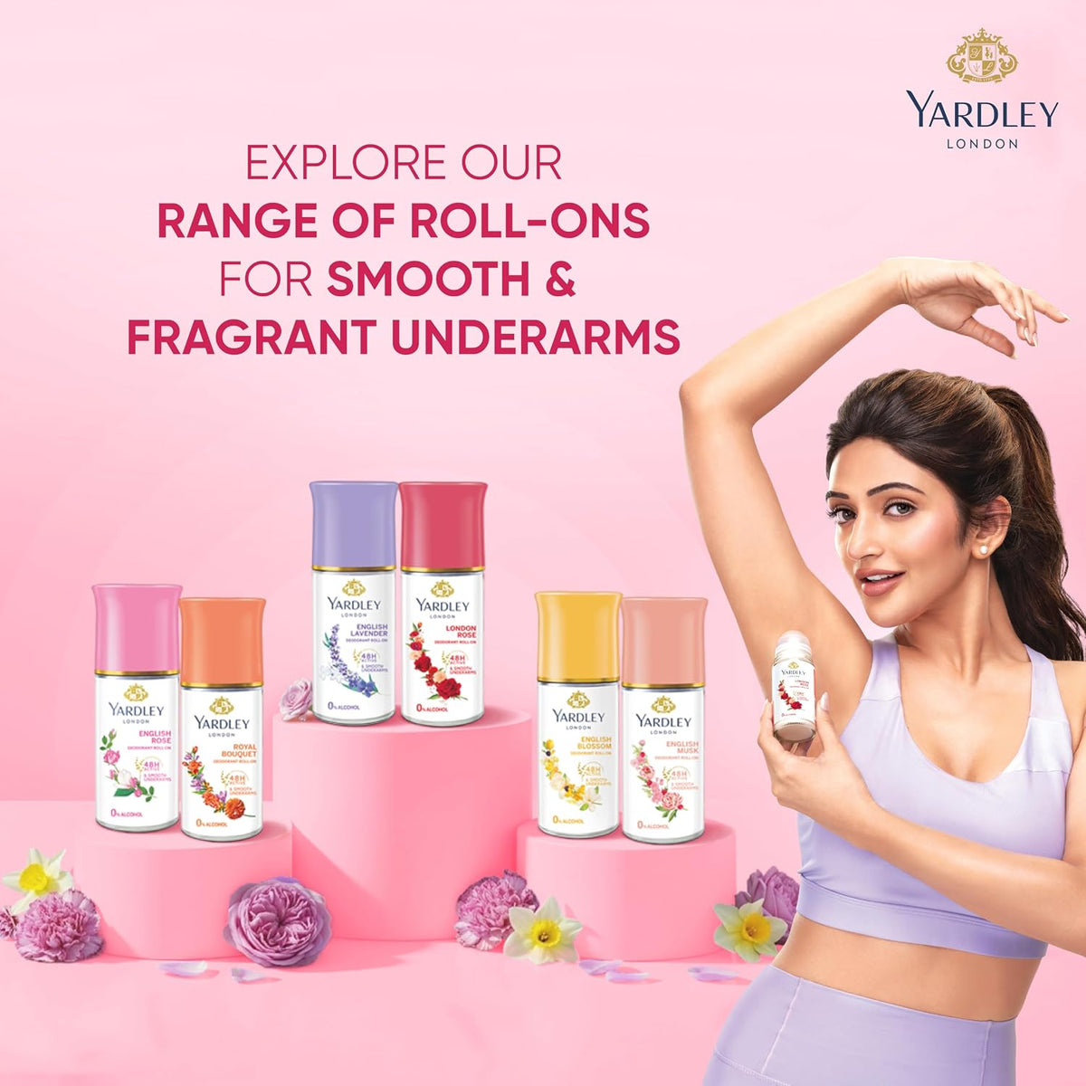 Yardley London London Rose Roll On Deodorant for Women 65ml