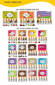 Parag Fragrances Kannauji Gift Set 6pc of 6ml Each/Gulab, Kesar-Chandan, Mogra, Agar oud, Kamal & Kasturi / 100% Alcohol Free & Natural Fragrance/Long Lasting for Pooja & Personal Use