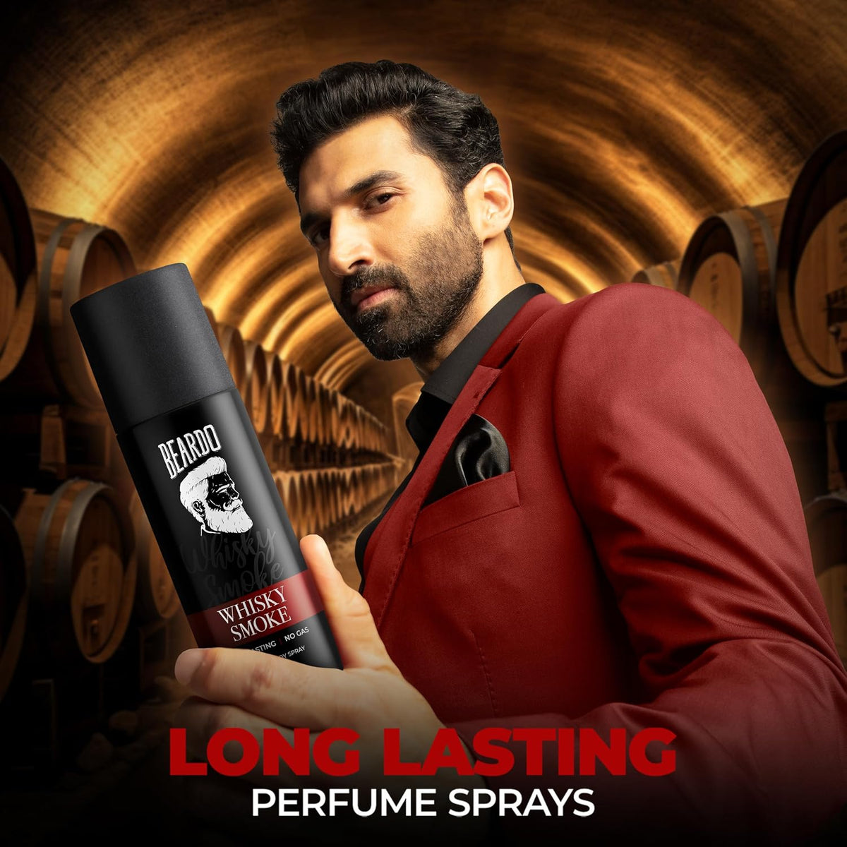 Beardo Whisky Smoke Perfume Body Spray for Men 120ml | Spicy, Woody - Oudh No Gas Deo for Men Long Lasting | Date night Deodorant | Gift for Husband