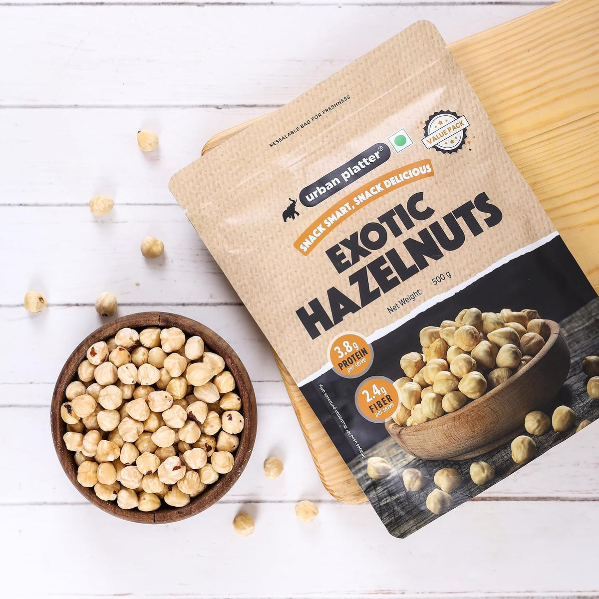 Urban Platter Exotic Hazelnuts, 500g, (Protein & Fiber Rich, For Confectionery, Baking, Nut Pastes & Dessert)