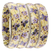 NMII Glass Kada Set For Women & Girls Studded With Beads & Flower Printed Glossy Finished | Stylish Kada For Gift, Wedding & Daily Use