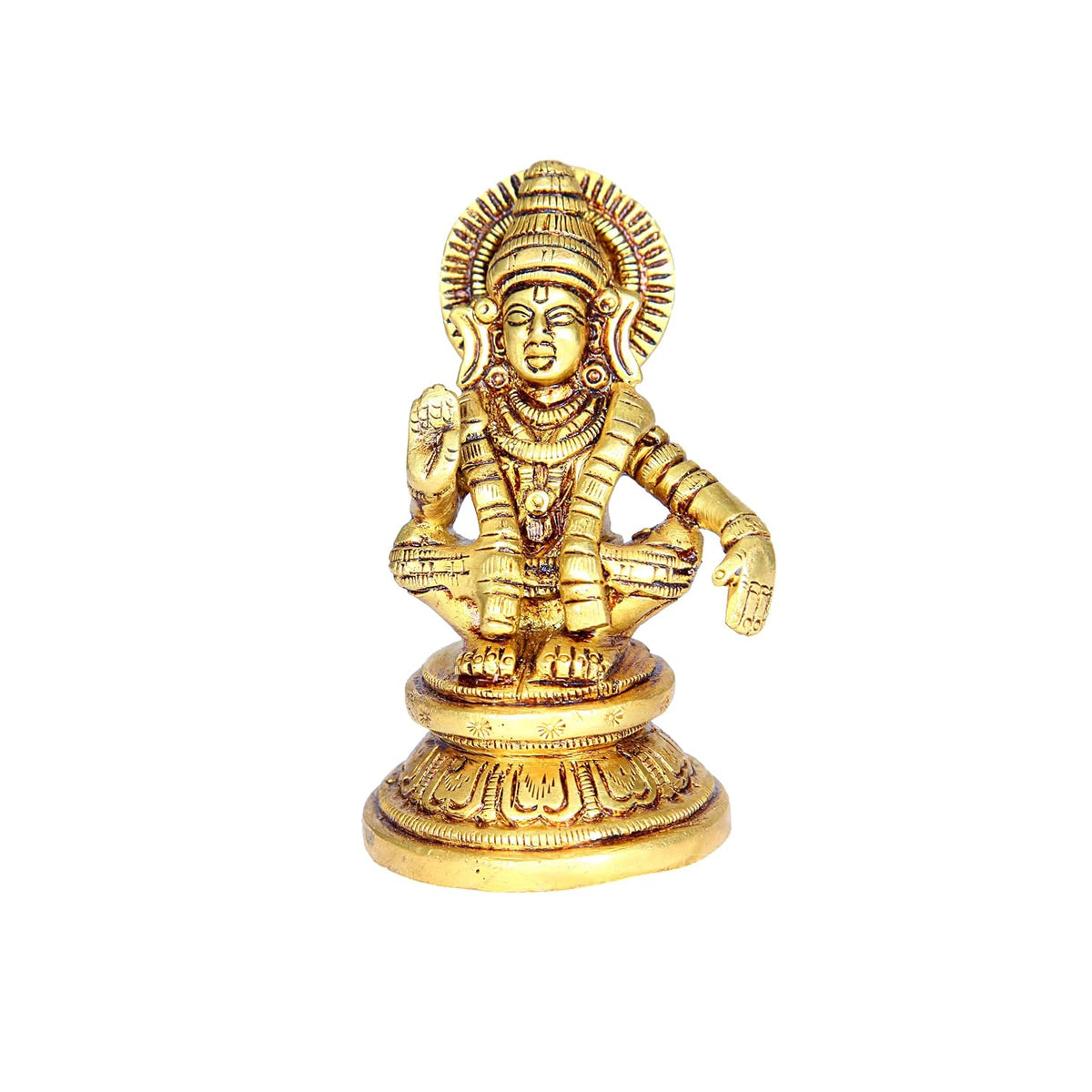 Aalayam Selveer Lord Ayyappa Idol | Ayyappa God Idol | Ayyappa Swamy Idol | Ayyappa Idol Brass | Ayyappa Idol Small 9 CM Height, Gold Colour 1 No