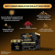 Dabur Himalayan Shilajit/Shilajeet Gold Resin - 20g | 500mg/Serving | 40 Servings | Contains 24 Karat Gold | 7 Ayurvedic Boosters | Boosts Muscle Growth & Stamina | 100% Ayurvedic