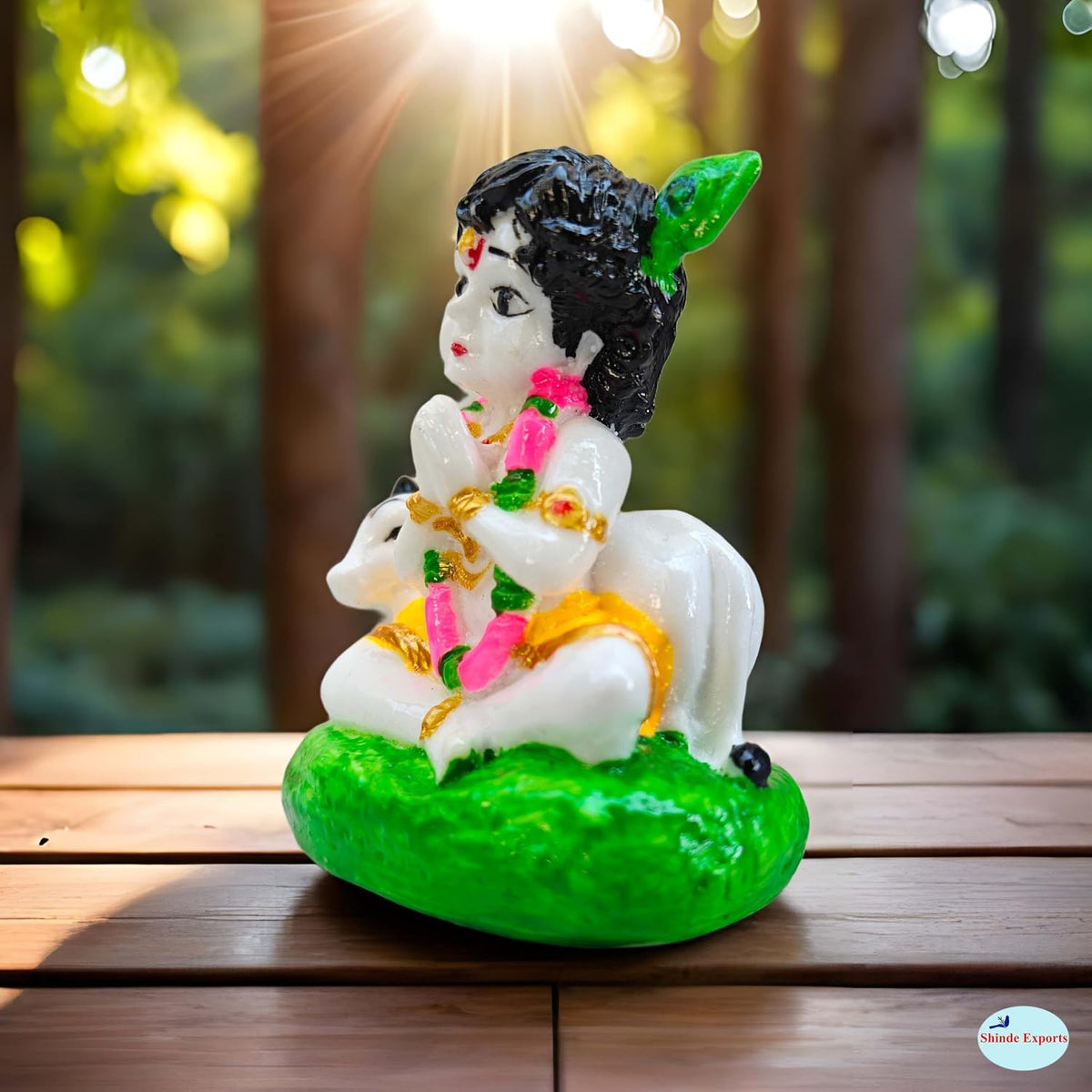 SHINDE EXPORTS Bal Gopal Marble Idol, Baal Krishna Statue, Small, 3 Inches (Multicolor)