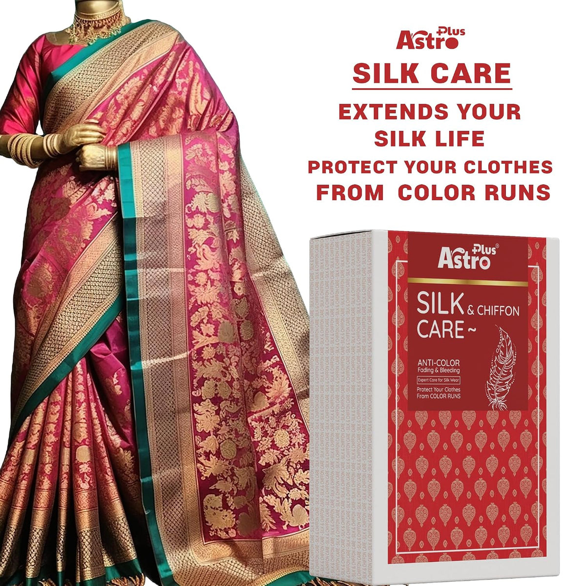 Astro Plus+ Silk & Chiffon Care Wash Liquid Pouch Anti-Color Fading & Bleeding Expert Care For Silk Ware and Chiffon Care Protect Your Clothes From Color Runs (6 Pouch)