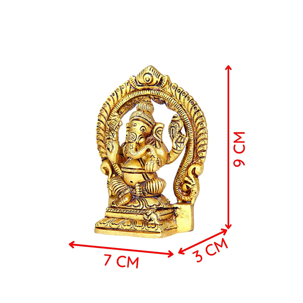 Aalayam Selveer Ganesh Brass Idol with Arch | Ganapathi Statue | Ganapati Brass Idol | Ganesh Idol for Gift | Small Ganesha Idol Brass 9 CM Height, Gold Colour 1 No