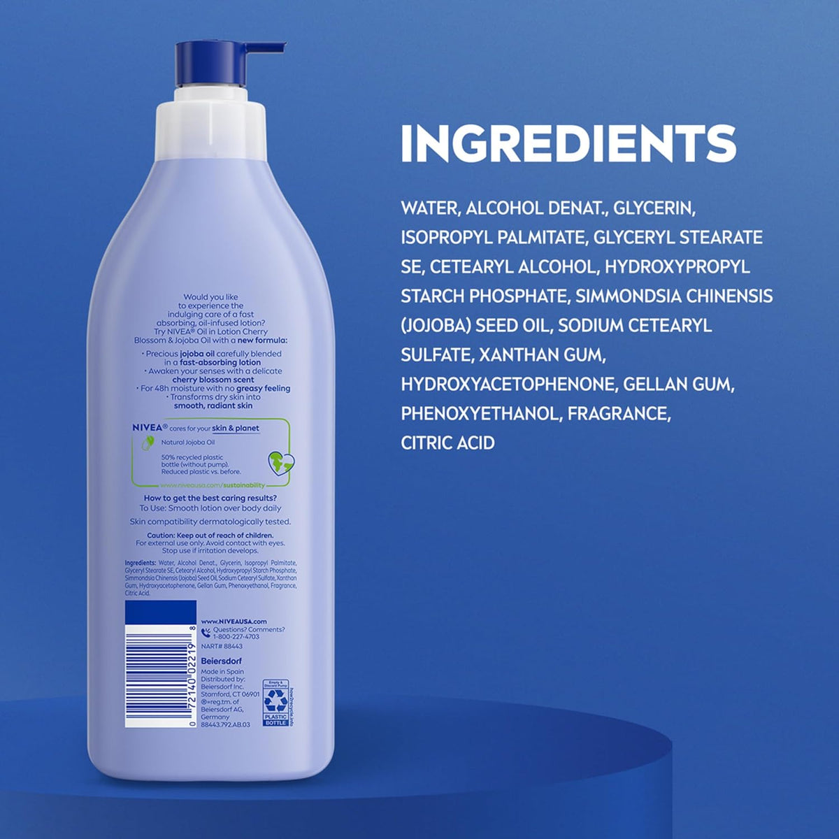 NIVEA Oil Infused Cherry Blossom and Jojoba Oil Body Lotion,499.8 ml (Pack of 1)